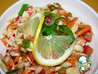 Салат из морепродуктов с овощами и лапшой орзо ингредиенты