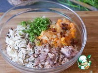 Перец, фаршированный диким рисом и консервированным тунцом ингредиенты