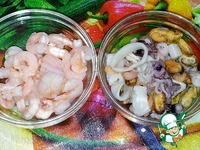 Белая фасоль с  овощами и морепродуктами ингредиенты