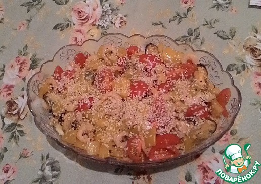 Салат из мидий и креветок кулинарный рецепт