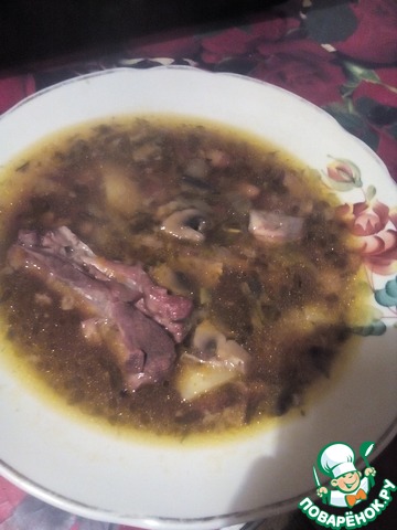 Фасолевый суп с гибами и свининой