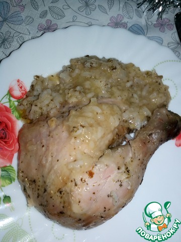 Курица, запеченная с рисом и вином