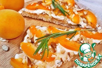 Рецепт: Брускетта с творожным сыром и абрикосами
