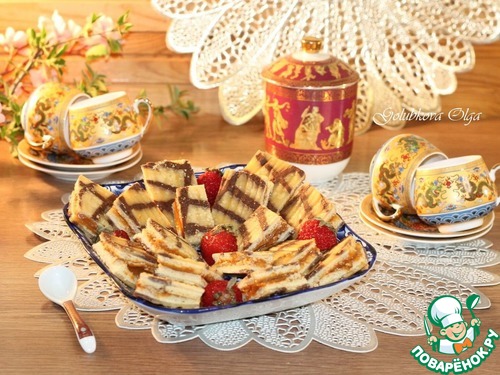 Полосатое пирожное с вареной сгущенкой