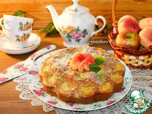 Пирог на кефире с персиками