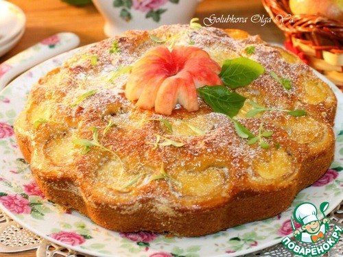 Пирог на кефире с персиками