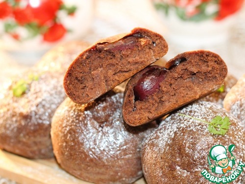 Шоколадное печенье с черешней на сгущенке