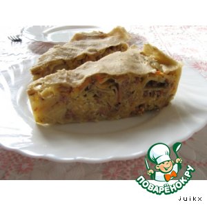 Casserole of pita bread with meat 