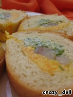Багет "Закусочный" с сельдью и разноцветным маслом 
