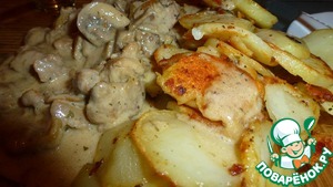Рецепт Свинина с грибами в сметанном соусе