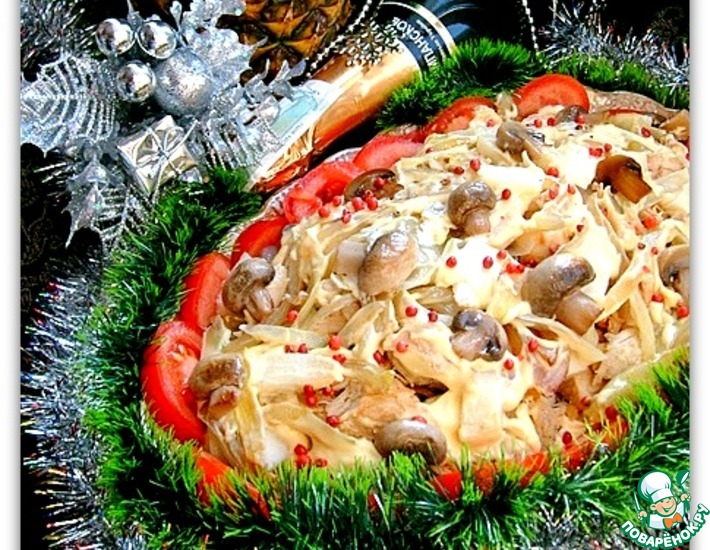 Рецепт: Теплый салат из курицы С праздником!