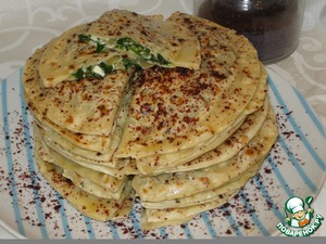 Рецепт Кутабы с зеленью и брынзой "Фетаки"