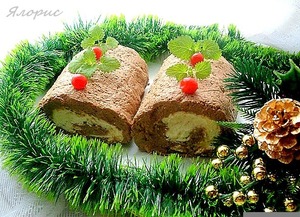 Рецепт Сырно-печеночный рулет "Накануне Рождества"