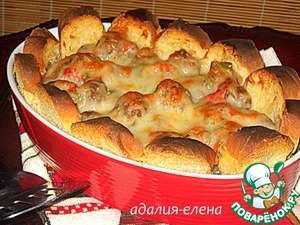 Рецепт Запеканка с хлебом и фрикадельками
