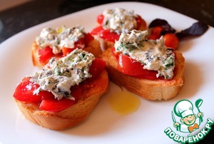 Рецепт Брускетта с творожным сыром и томатами