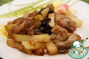 Рецепт Цыплята-корнишоны с картофелем и черносливом