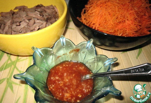 Корейский салат Хе из говяжьего языка: рецепт и полезные свойства
