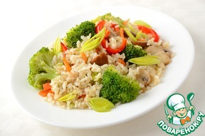 Рецепт Жареный рис с овощами и грибами