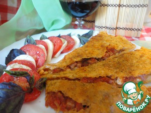 Рецепт Пицца «Кальцоне» с сыром и ветчиной