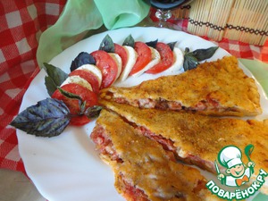 Рецепт Пицца «Кальцоне» с сыром и ветчиной