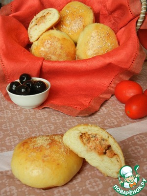 Рецепт Итальянские булочки с томатами, маскарпоне и маслинами
