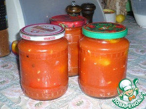 Рецепт Помидоры в томатном соке "Ежики"