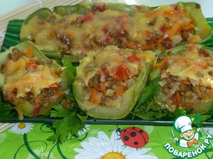 Рецепт Кабачки фаршированные чечевицей