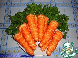 Рецепт Морковь из слоеного теста с салатом