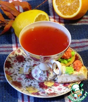 Рецепт Клюквенный чай с цитрусовыми
