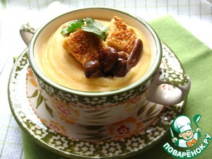 Рецепт Суп-пюре из красной чечевицы с сыром тофу и грибами