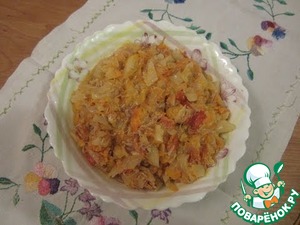 Рецепт Тушеная капуста с овощами и свиной тушенкой