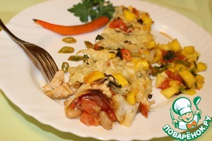 Рецепт Энчилады с цыпленком и фасолью под сальсой из манго