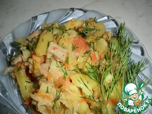 Рецепт Картофель с капустой и болгарским перцем в мультиварке