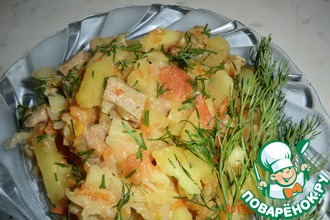 Рецепт: Картофель с капустой и болгарским перцем в мультиварке