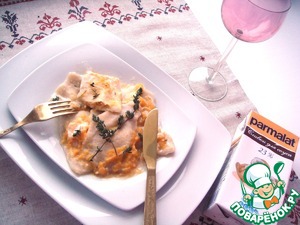 Рецепт Равиолли с тыквой, яблоком и творогом под соусом из тыквы со сливками и коричневым сахаром