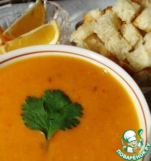 Рецепт Чечевичный суп с луком-пореем, молодой морковью и болгарским перцем
