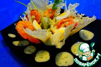 Рецепт: Пармеджановая тарелочка с креветками
