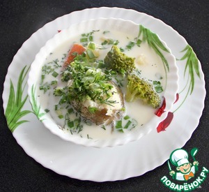 Рецепт Суп из налима с брокколи и сливками