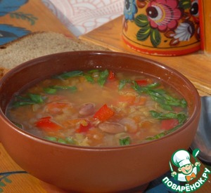 Рецепт Овощной суп с фасолью и чечевицей