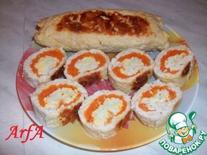 Рецепт Куриный рулетик с морковью и яйцом, запеченный в фольге