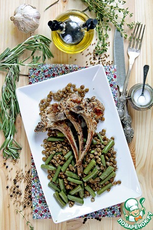 Рецепт Баранина с зеленой чечевицей и фасолью
