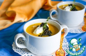 Рецепт Суп-пюре из запеченной тыквы с чечевицей и фетой