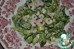 Рецепт Фельд-салат с креветками и зеленым луком