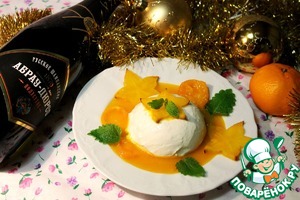 Рецепт Творожный десерт с карамболой и апельсиновым соусом