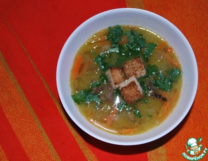 Рецепт: Суп гороховый с копченой уткой
