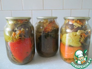 Рецепт Квашенные, фаршированные овошами перец болгарский и баклажаны