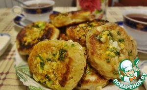 Рецепт Оладьи с зелёным луком и яйцом