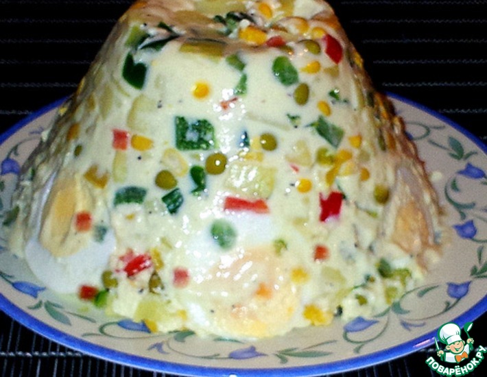 Рецепт: Желейный овощной салат с майонезом