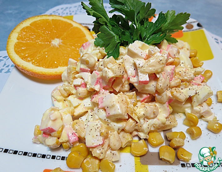 Рецепт: Салат с крабовыми палочками и апельсином