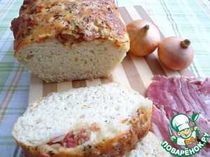 Рецепт Хлеб с жареным луком, беконом, сыром Чеддер и прованскими травами